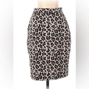 Maeve by Anthropologie Leopard Print Stretch Zipper Pencil Skirt